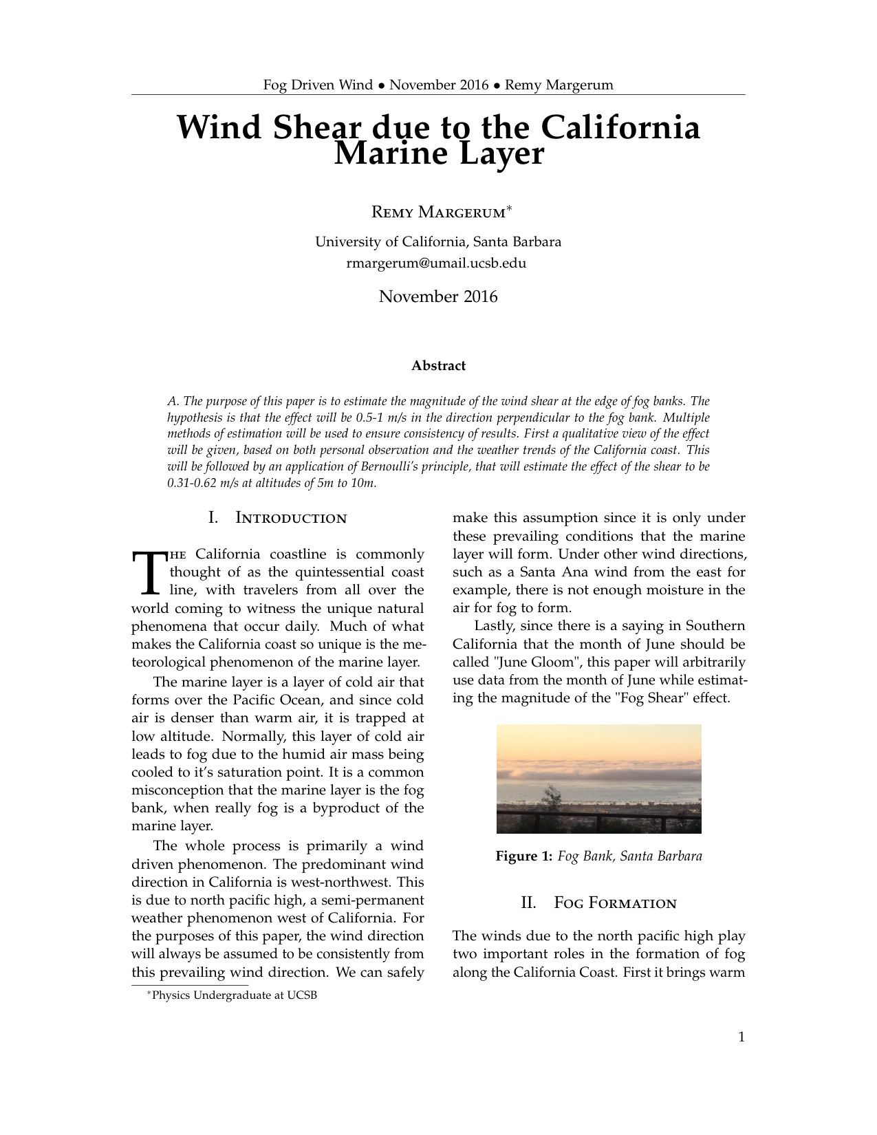 Wind Shear due to the California Marine Layer, page 1 of 6